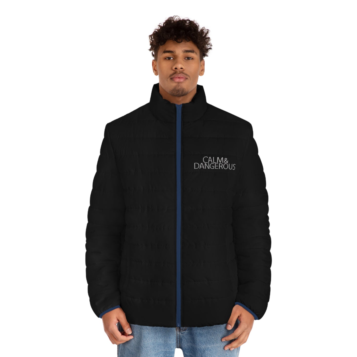Burning Rose Puffer Jacket (blue flames)