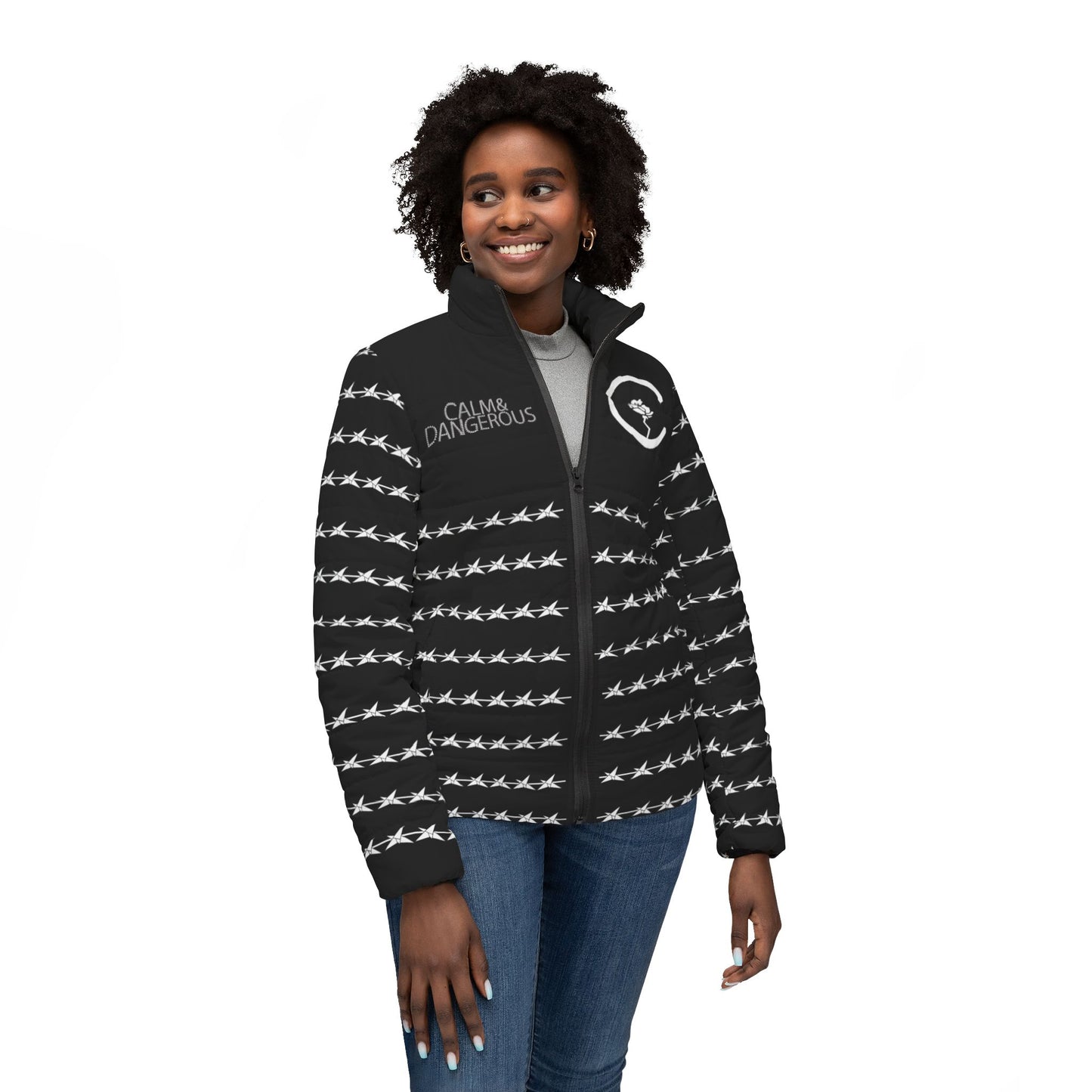 Women's Barbwire Origami Puffer (black)